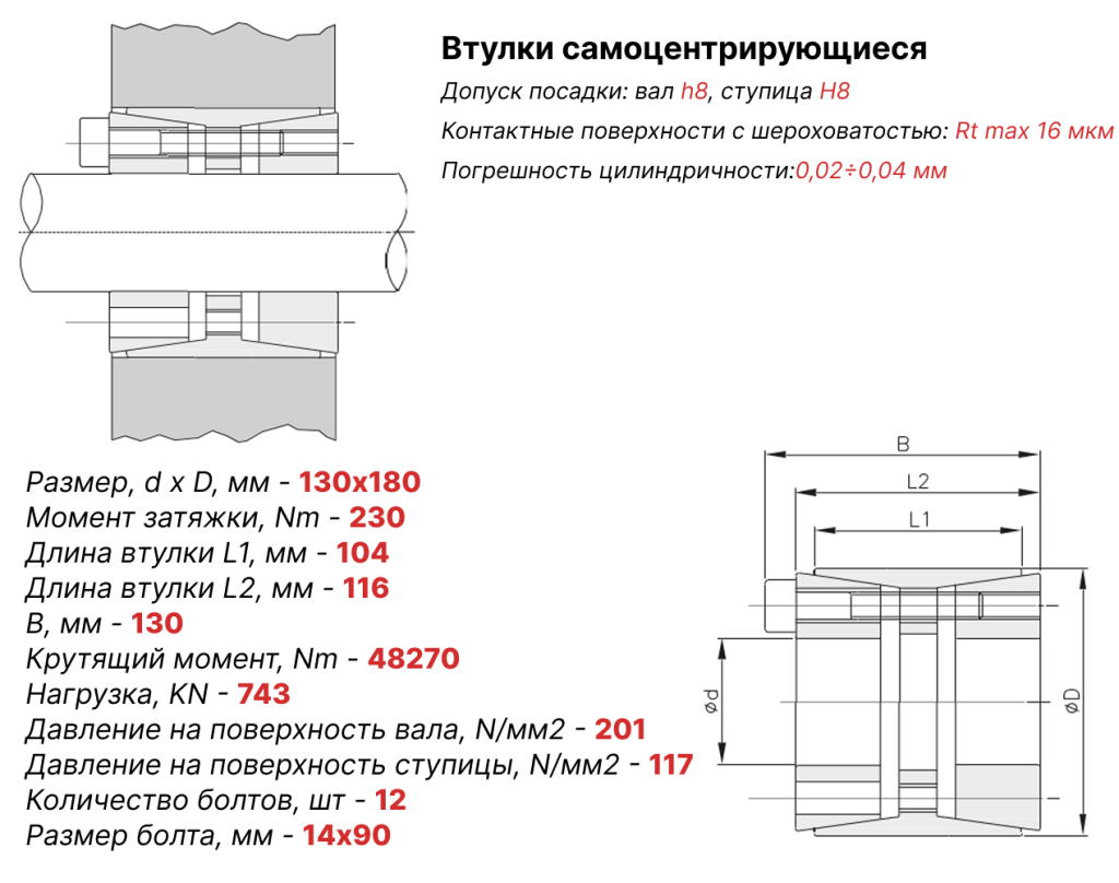 Чертеж втулка зажимная 130х180
